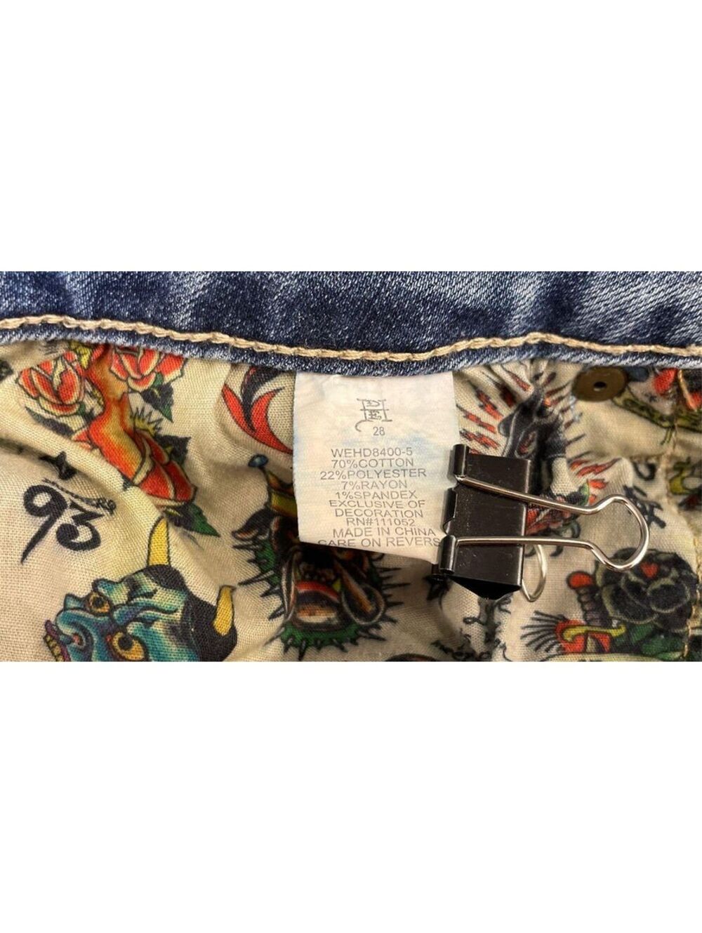 Ed Hardy Denim Size 28 Blue Embroidered Flare Jeans - Picture 6 of 6